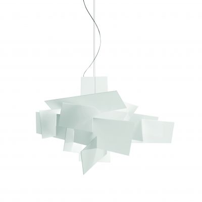 Weiße Big Bang Hängeleuchte von Foscarini, moderne LED Lampe für Wohnzimmer und Esszimmer.